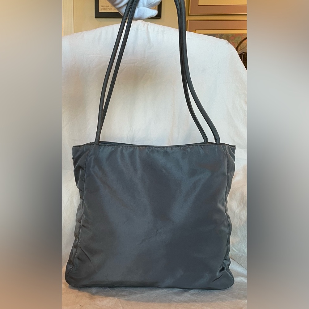 Prada Authentic Vintage Slate Grey Nylon Shoulder Bag
